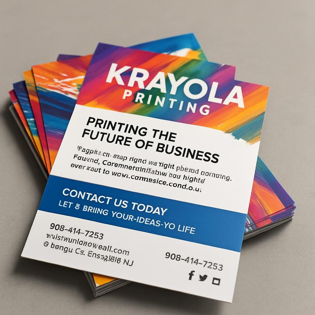 Stack of premium printed postcards with vibrant colors