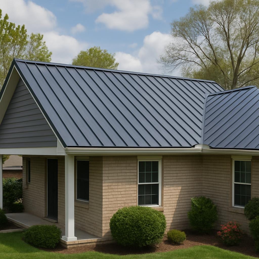 Completed metal roof and new siding in Linden, NJ